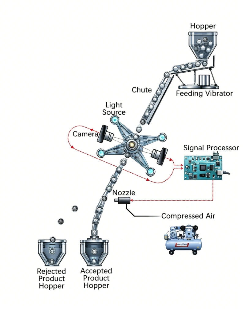 APEX Mineral Powder Color Separator working principle diagram