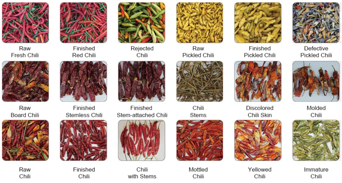 Tableau comparatif des performances de tri du trieur à bande intelligent APEX DL+AI à double couche, destiné aux piments frais, marinés et séchés. L'algorithme d'IA indépendant à double couche identifie efficacement les fruits immatures, les taches de moisissure, les décolorations, les pelures marbrées et les tiges mélangées parmi les piments empilés. Le transport par bande à deux étages permet un tri à grand volume tout en résolvant les problèmes de détection dus à l'empilement et au chevauchement des piments sur les lignes de production à grande échelle.