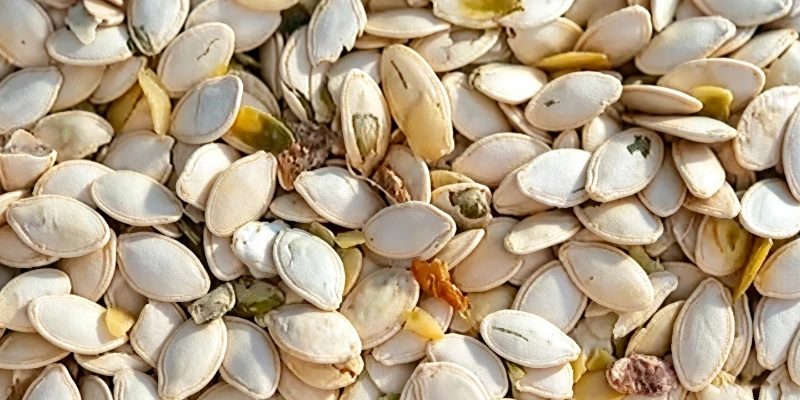 Defective pumpkin seed mixture rejected by Model A+AI AI-powered sorting system, including discolored husks, deteriorated seeds, broken particles and mold fragments captured via deep learning visual recognition