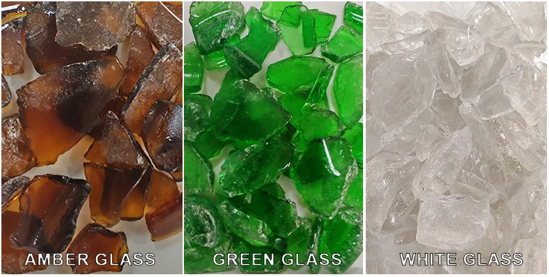 Verre brun (ambre)/vert/blanc monocolore de haute pureté, séparé sans impuretés de verre étranger.